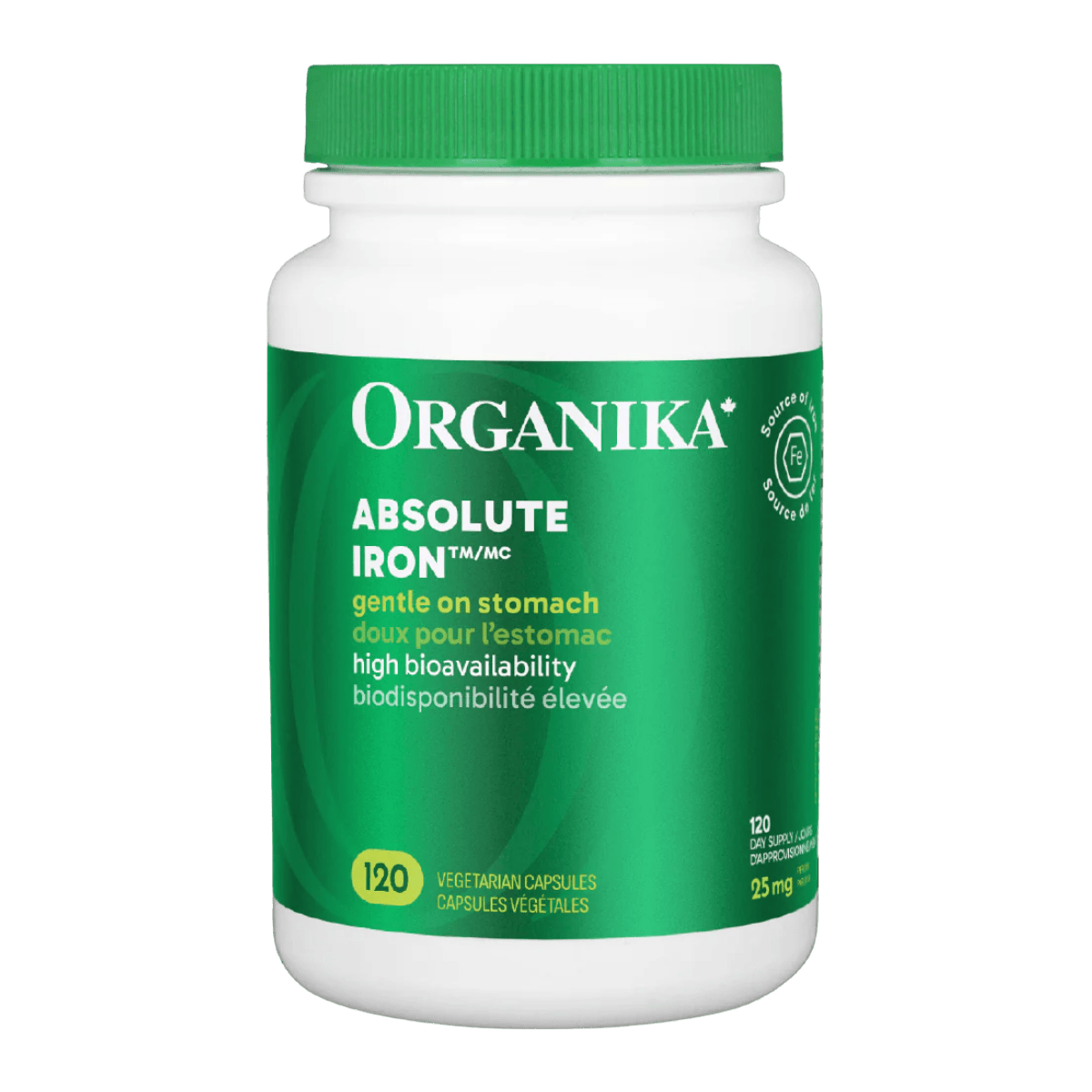 Organika Absolute Iron (Ferrochel) 25mg 120 Vegetarian Capsules