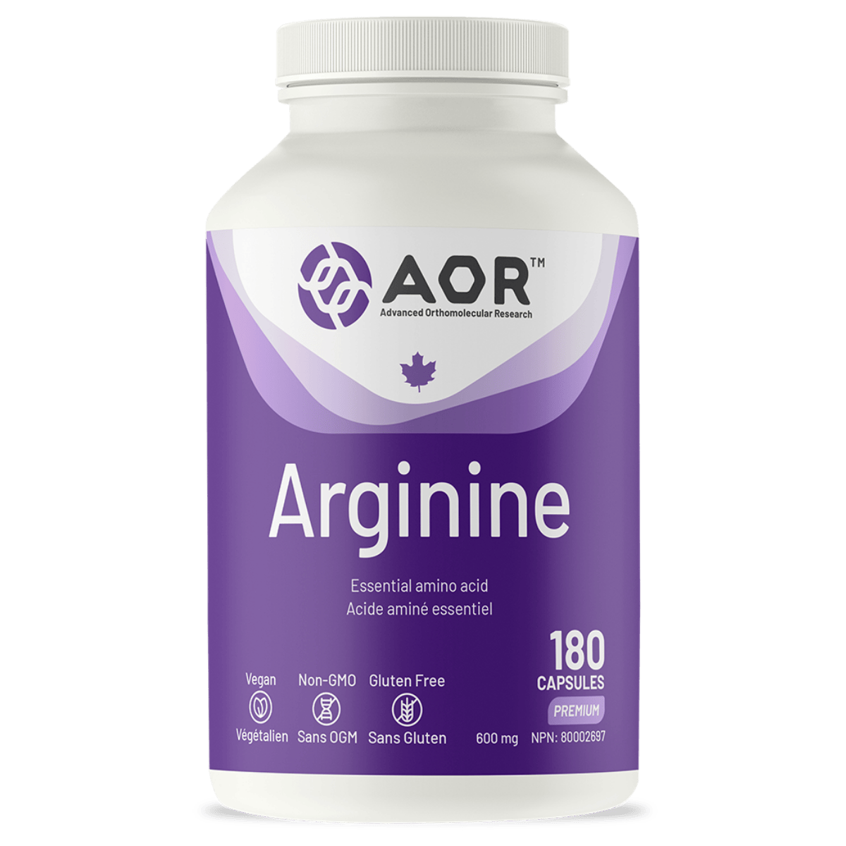 AOR Arginine 600mg 180 Vegetarian Capsules