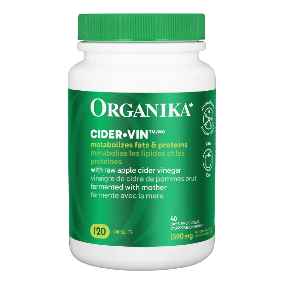 Organika Cider-Vin 530 mg (Apple Cider Vinegar) 120 Capsules