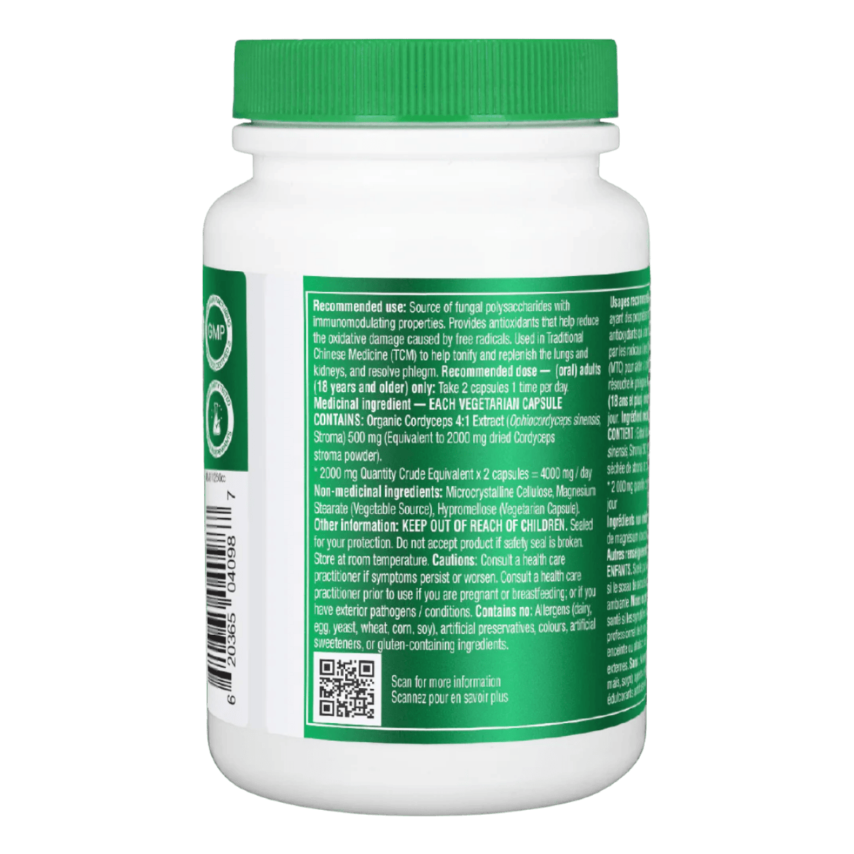 Organika Cordyceps Organic Mushroom Extract 500mg 120 Vegetarian Capsules