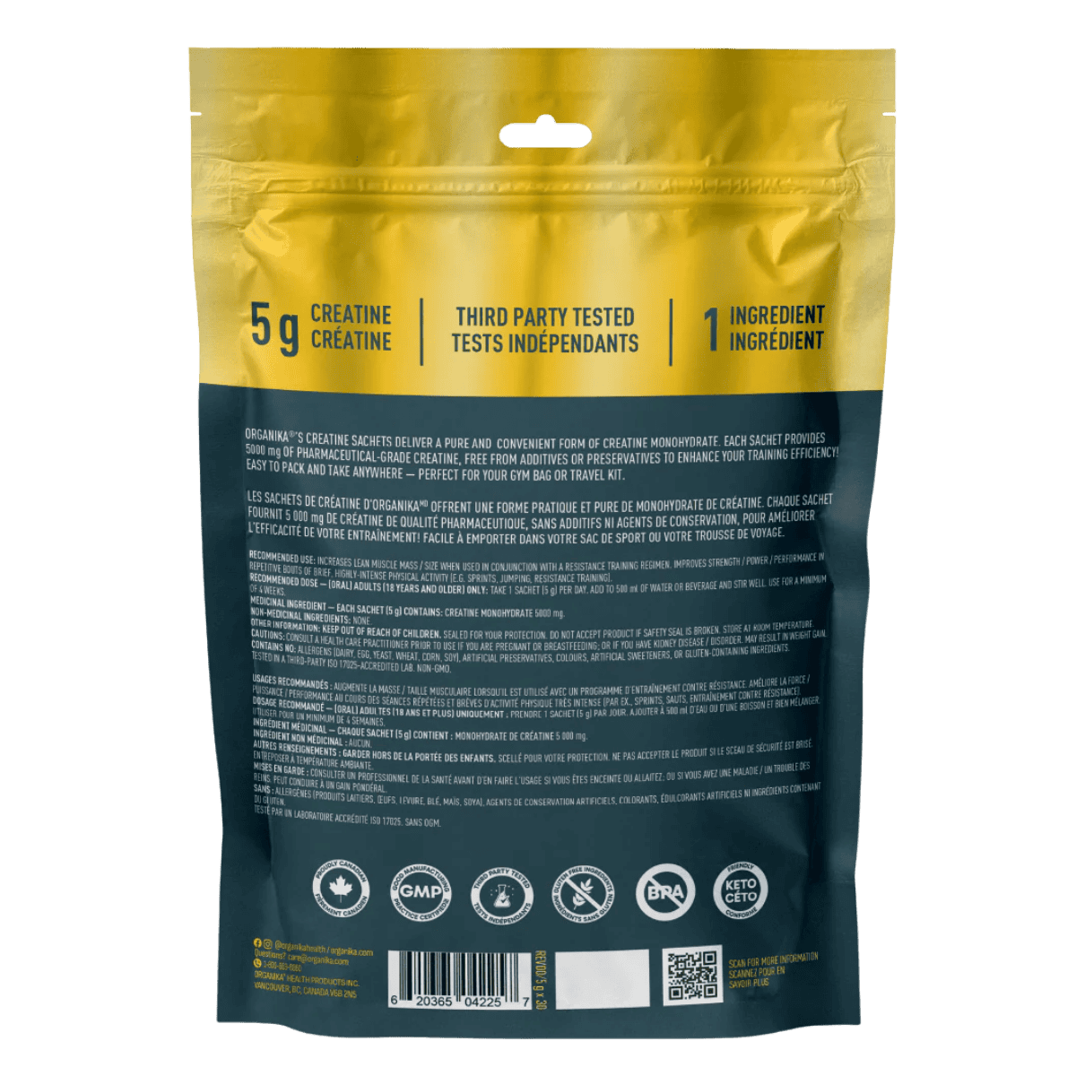 Organika Creatine Monohydrate Sachets 5g x 30 Sachets Unflavoured