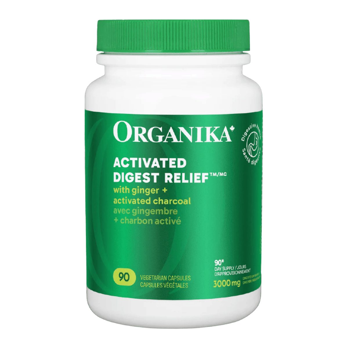 Organika Digest Relief with Activated Charcoal 90 Vegetarian Capsules