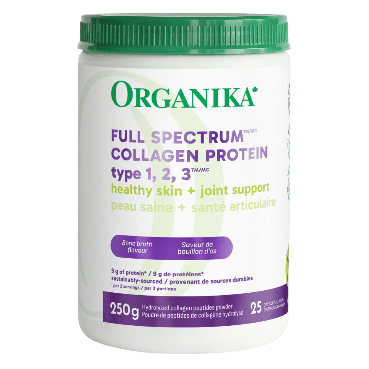 Organika Full Spectrum Collagen Type 1, 2, 3 Powder 250g Bone Broth Flavour