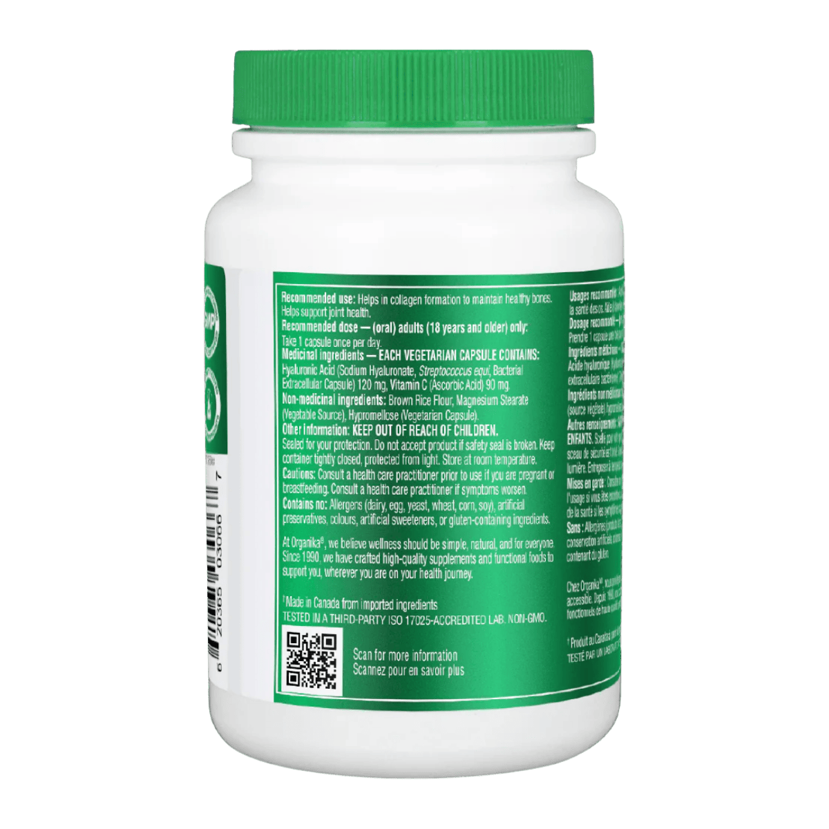 Organika Hyaluronic Acid + Vitamin C 120mg 90 Vegetarian Capsules