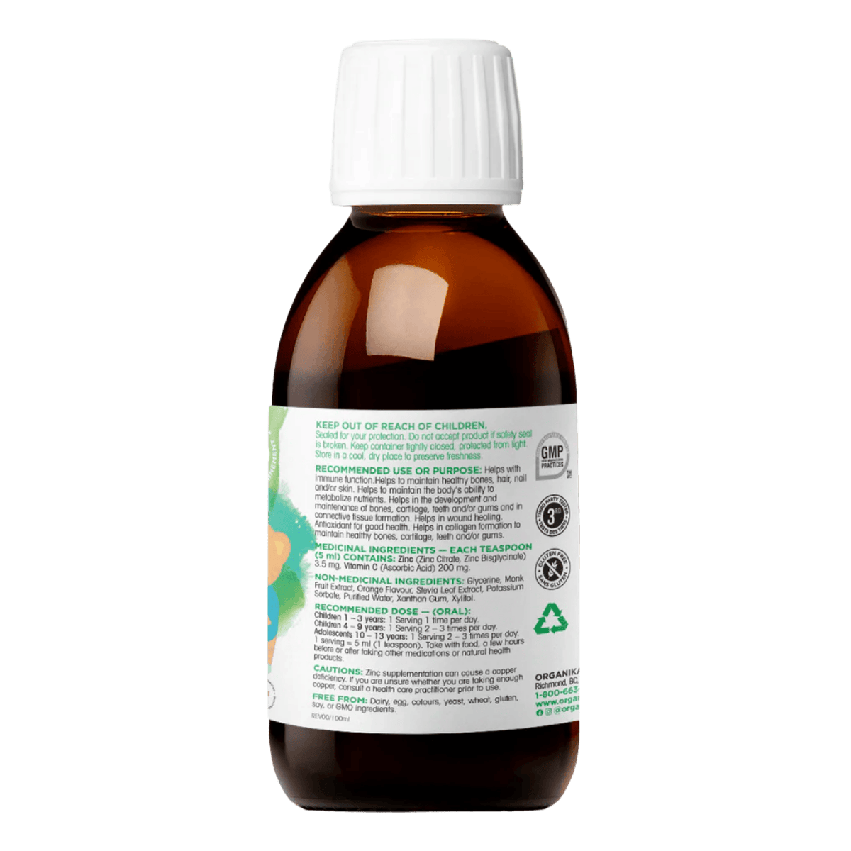 Organika Kids Liquid Zinc with Vitamin C 100mL Sweet Orange