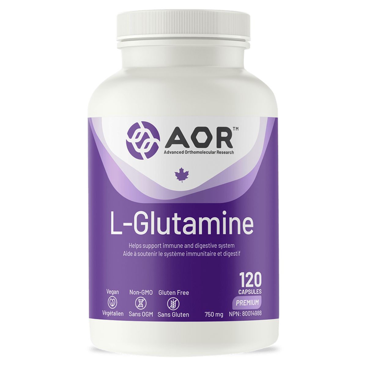 AOR L-Glutamine 750mg 120 Vegetarian Capsules