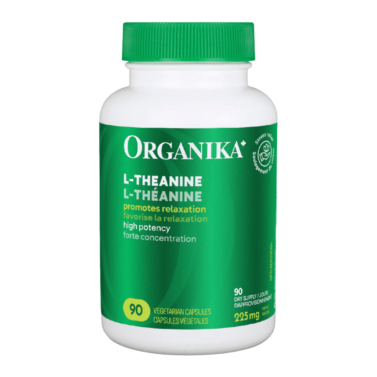 Organika L-Theanine 225mg 90 Vegetarian Capsules