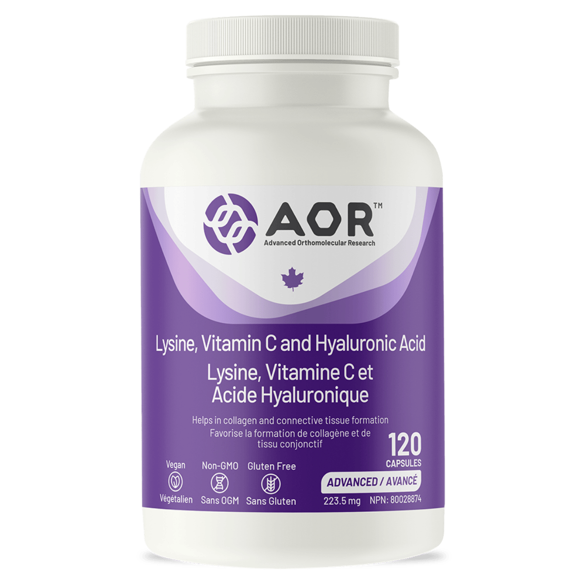 AOR Lysine, Vitamin C & Hyaluronic Acid Vegetarian Capsules