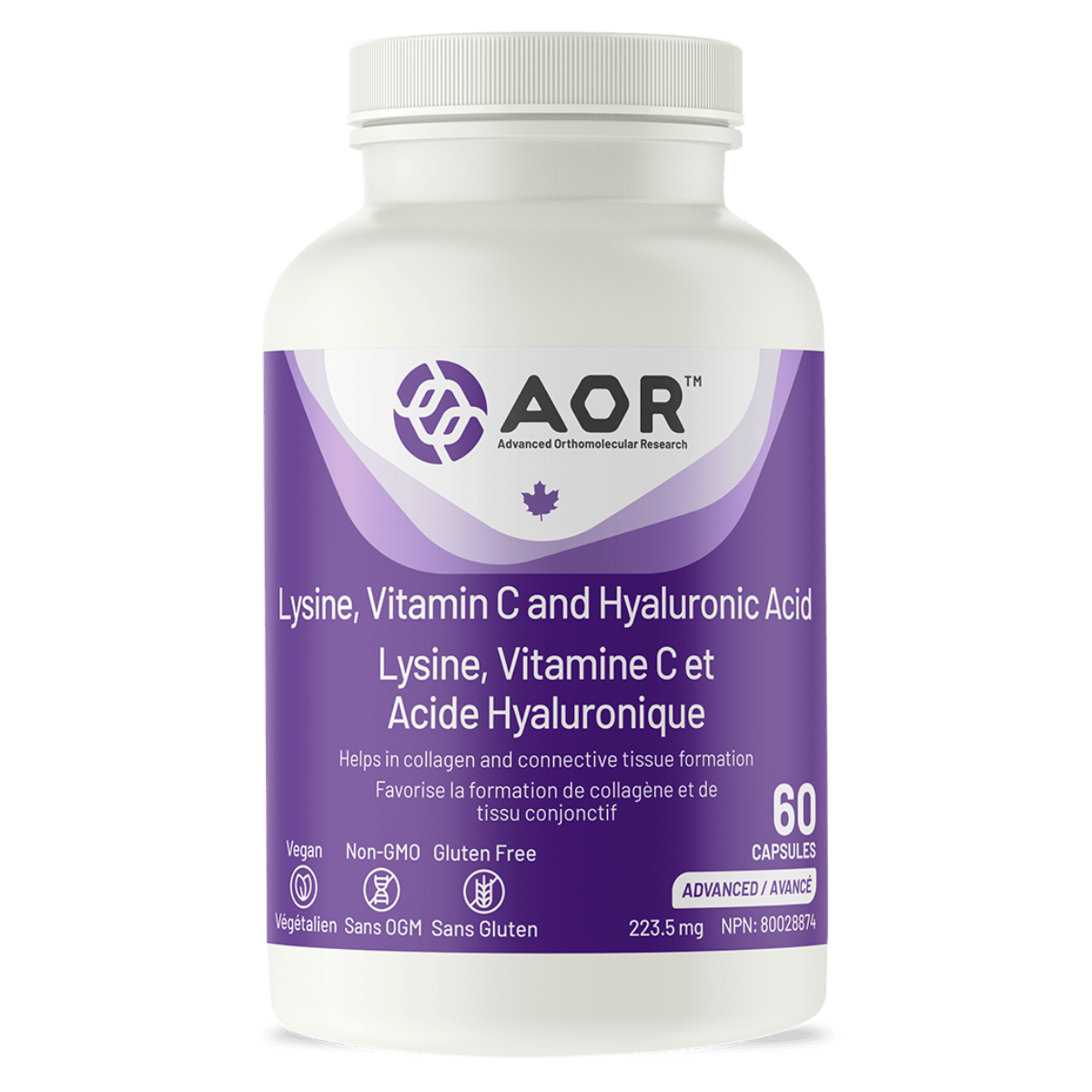 AOR Lysine, Vitamin C & Hyaluronic Acid Vegetarian Capsules