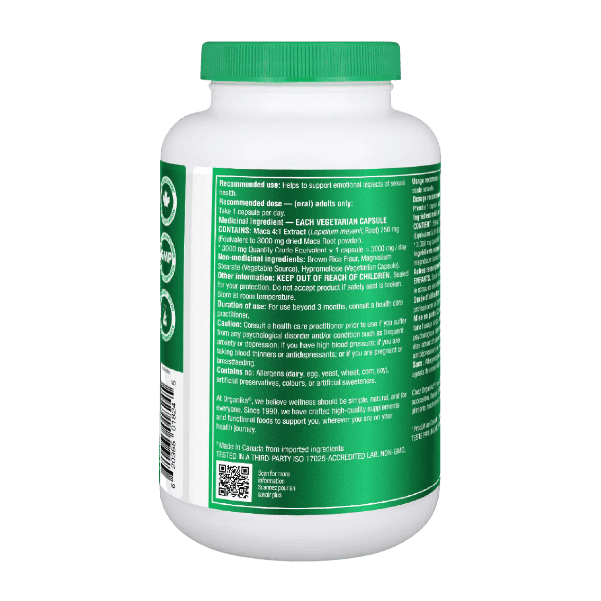 Organika Maca 750mg 180 Vegetarian Capsules