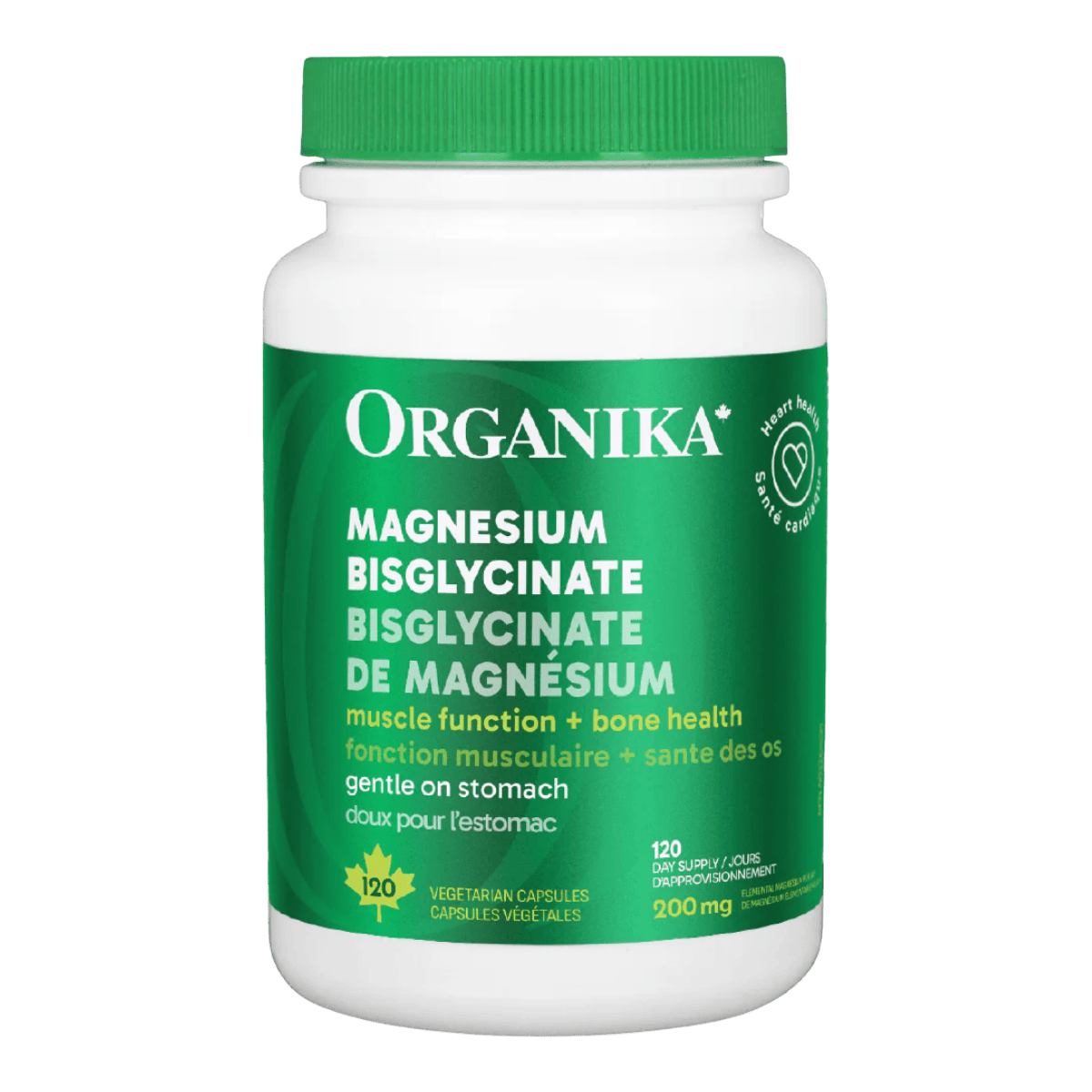Organika Magnesium Bisglycinate 200mg 120 Vegetarian Capsules