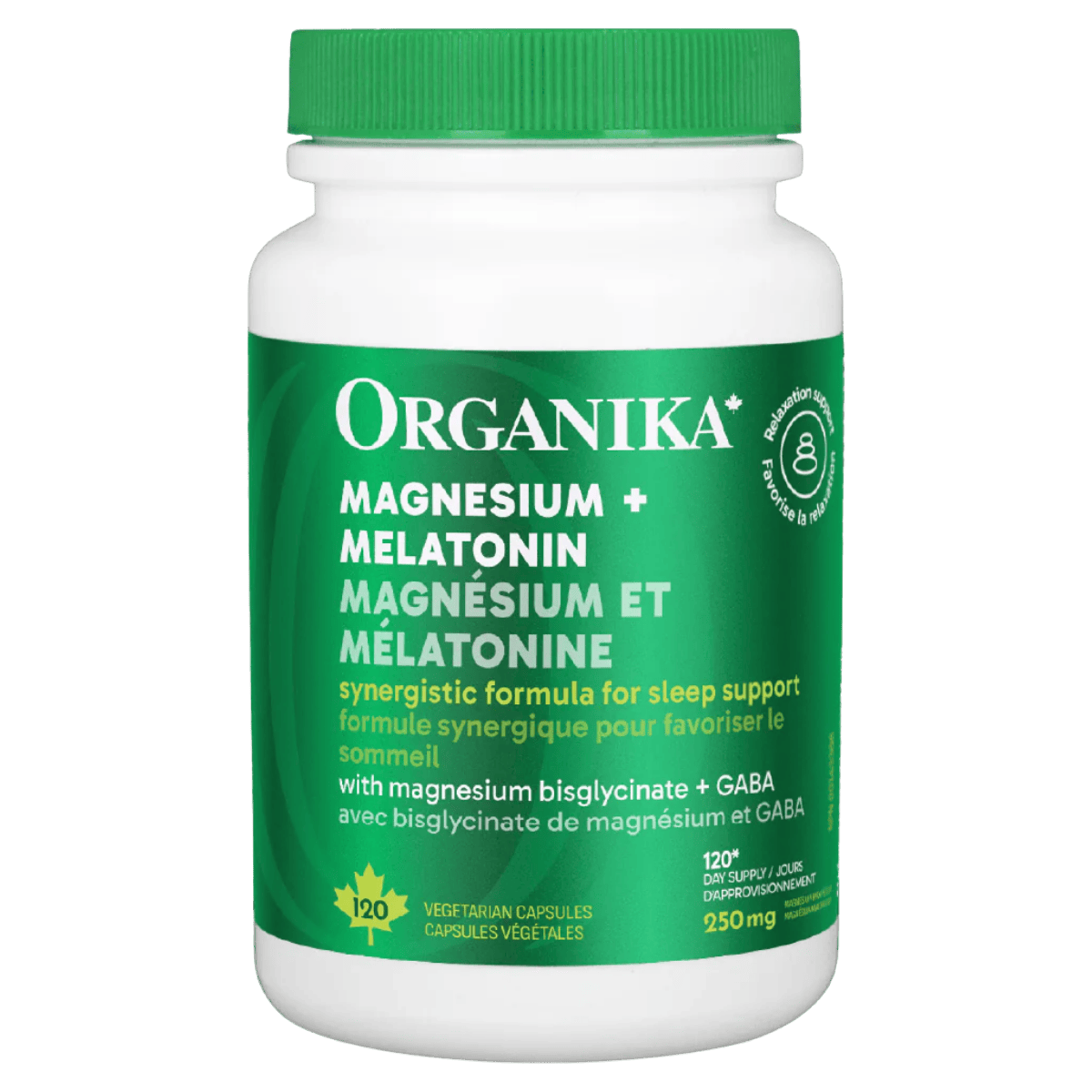Organika Magnesium Bisglycinate + Melatonin + GABA 120 Vegetarian Capsules
