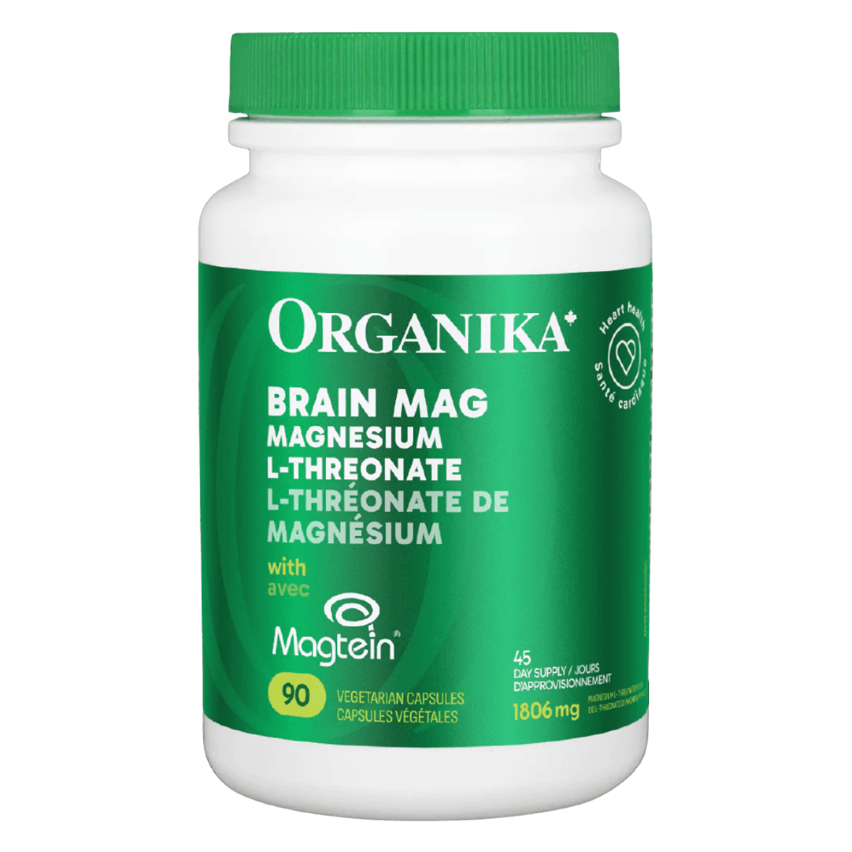 Organika Brain Mag Magtein® Magnesium L-Threonate 90 Vegetarian Capsules
