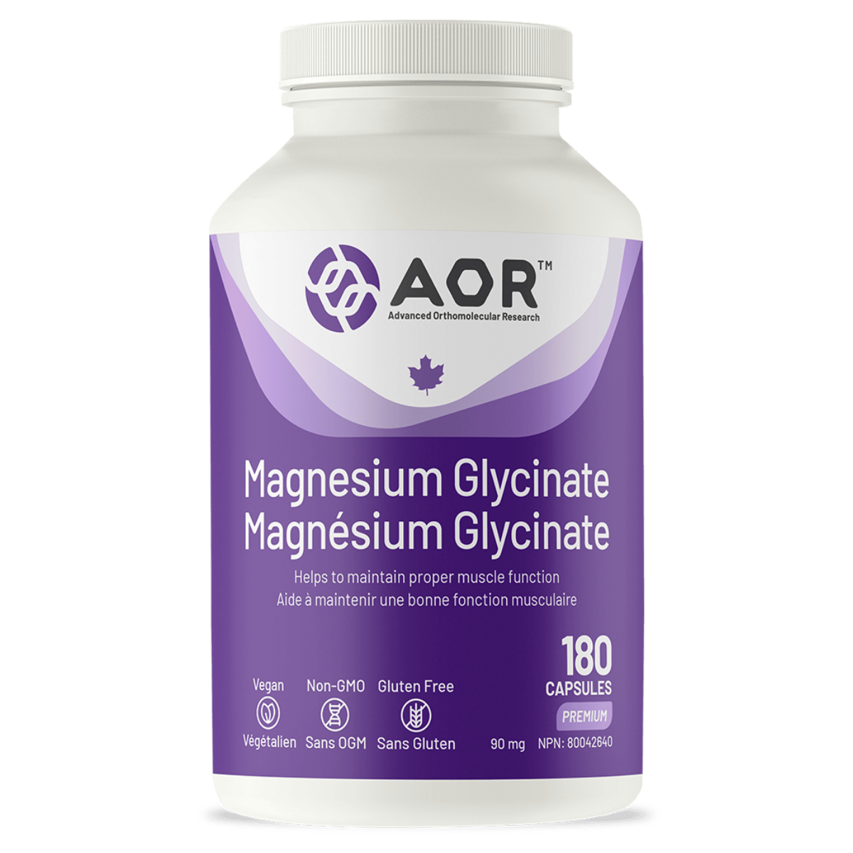 AOR Magnesium Glycinate 90mg Vegetarian Capsules