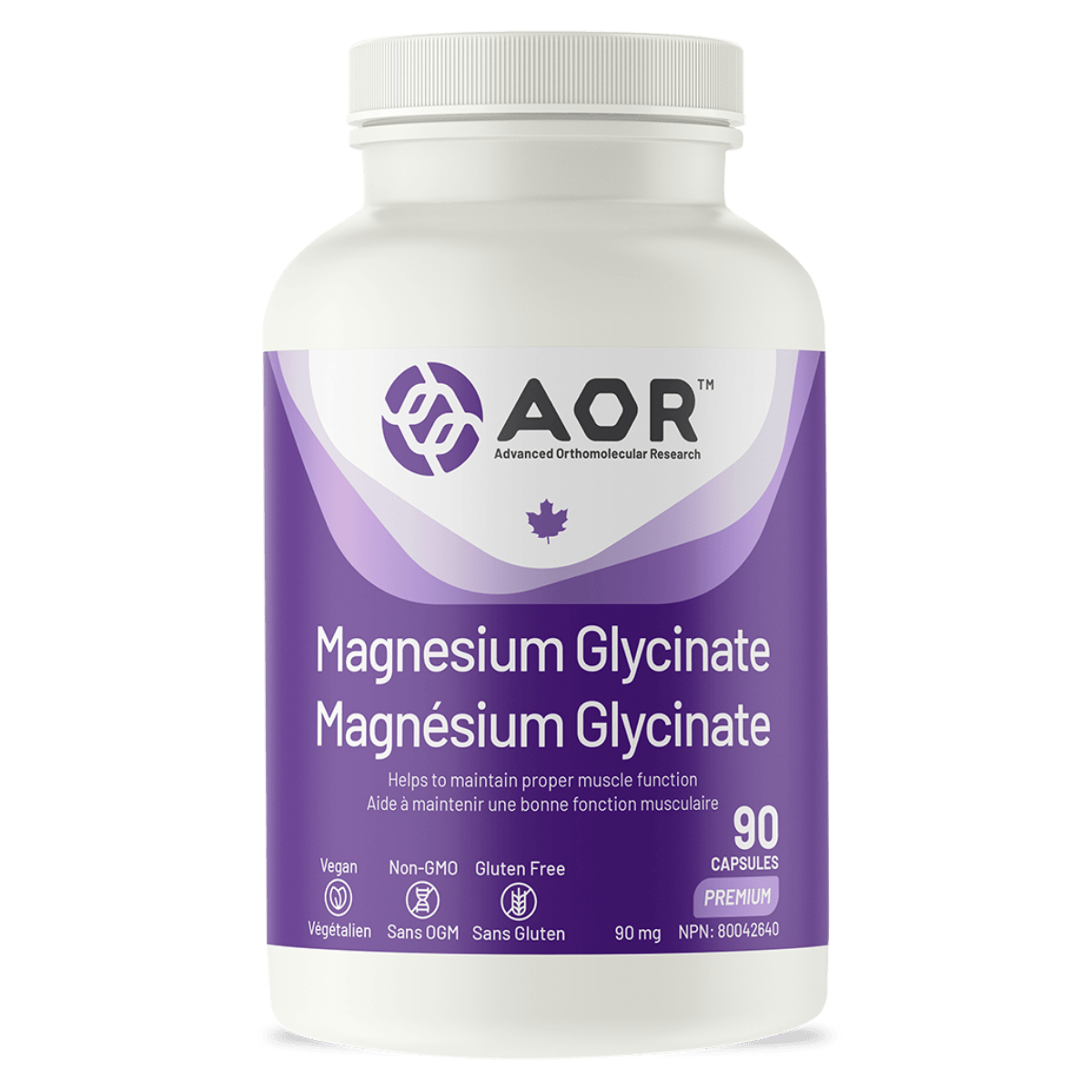 AOR Magnesium Glycinate 90mg Vegetarian Capsules