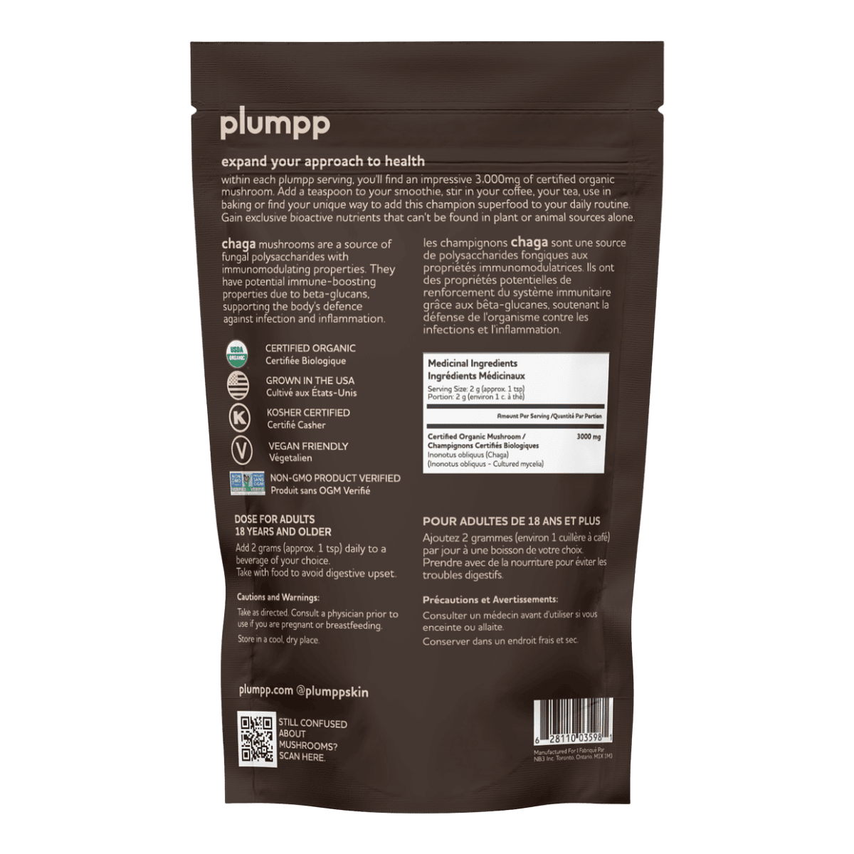 Plumpp Organic Chaga Mushroom Powder 60g