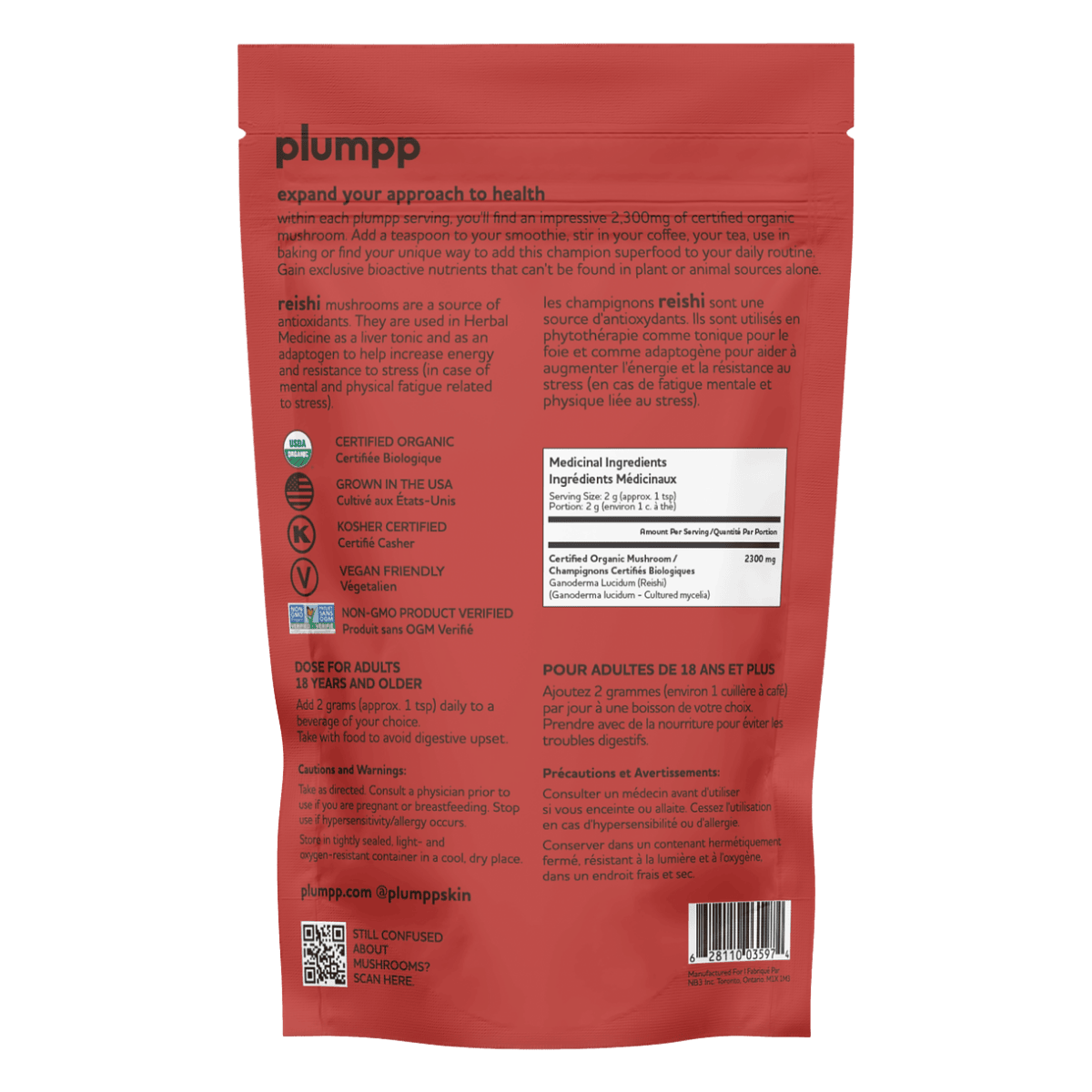 Plumpp Organic Mushroom Powder Reishi 60g