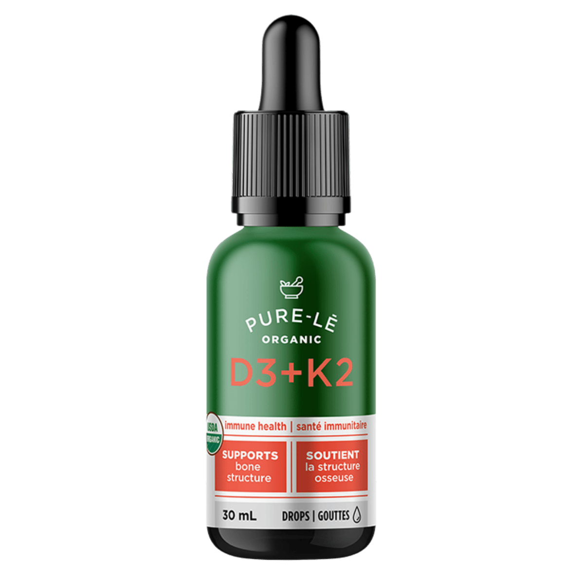 Pure-Lē Organic Vitamin D3 + K2 Drops 30mL