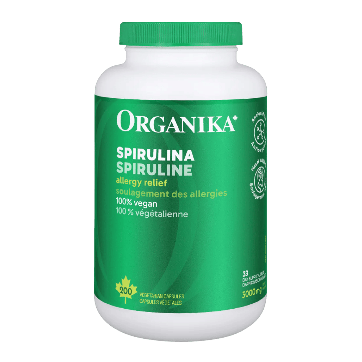 Organika Spirulina 500mg 200 Vegetarian Capsules