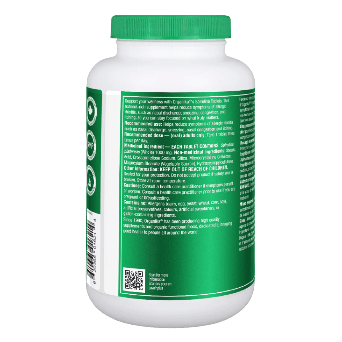 Organika Spirulina 500mg 200 Vegetarian Capsules