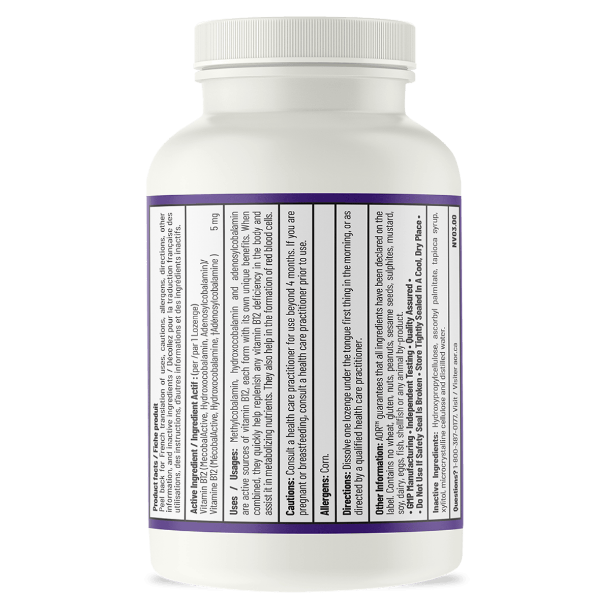 AOR Tri B12 Synergy 5mg 60 Lozenges