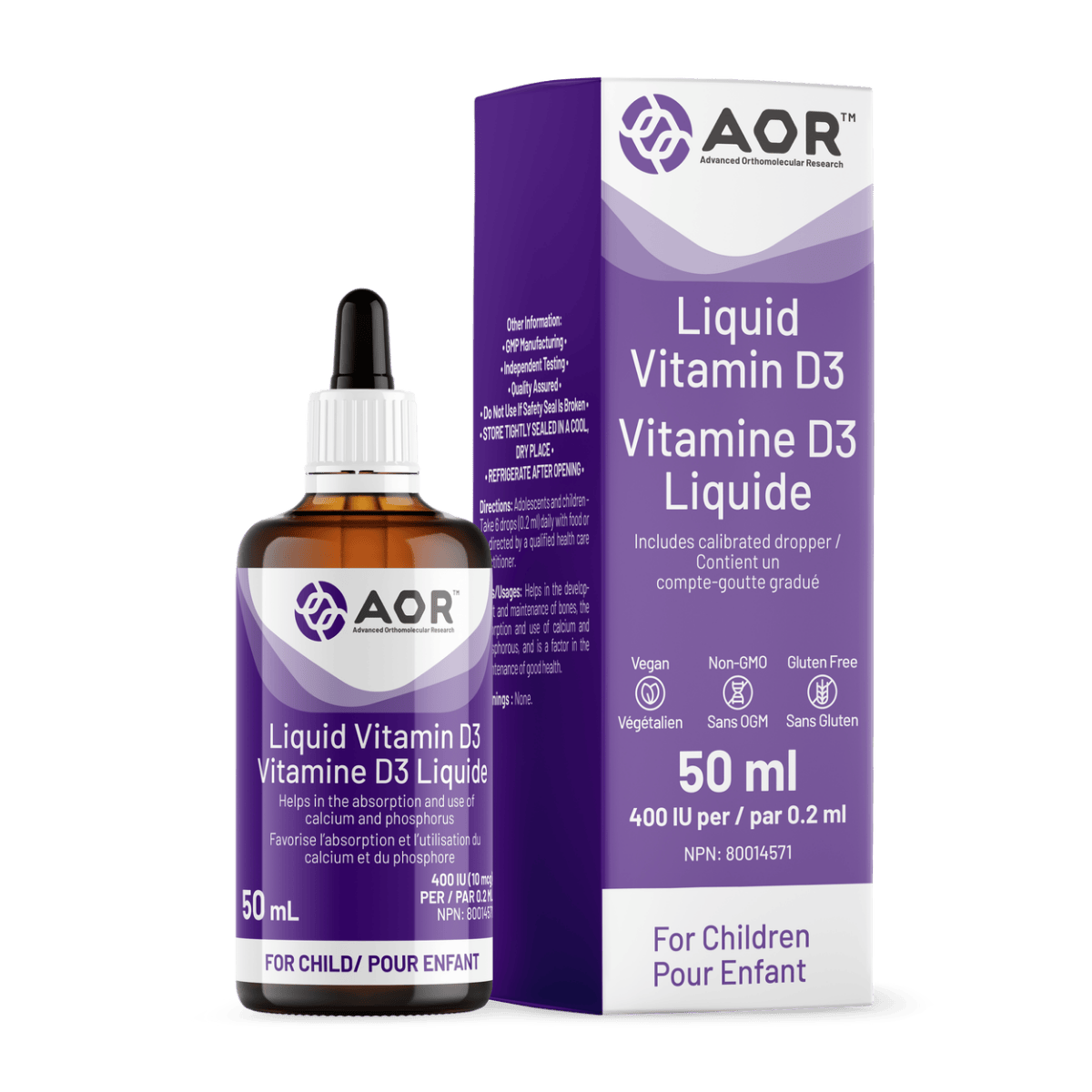 AOR Vitamin D3 Liquid Child 400 IU 50mL