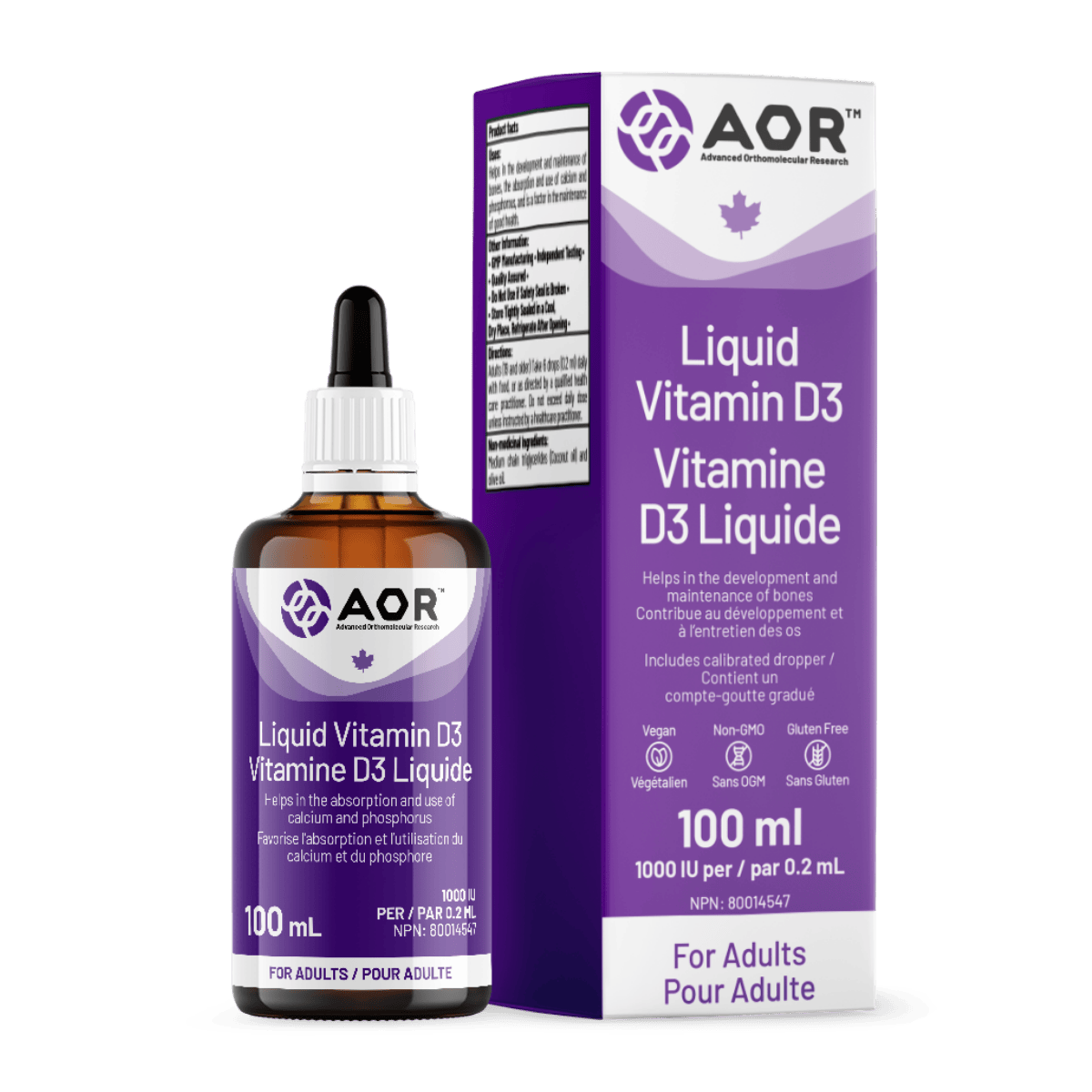 AOR Vitamin D3 Liquid Adult 1000 IU