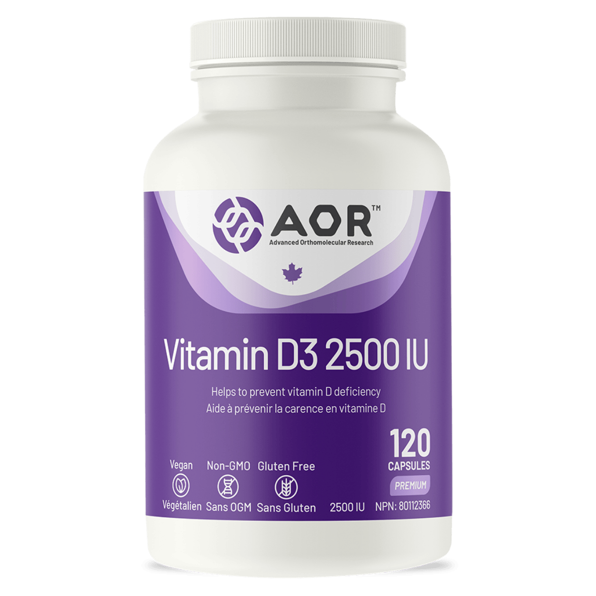 AOR Vitamin D3 2500 IU Vegetarian Capsules