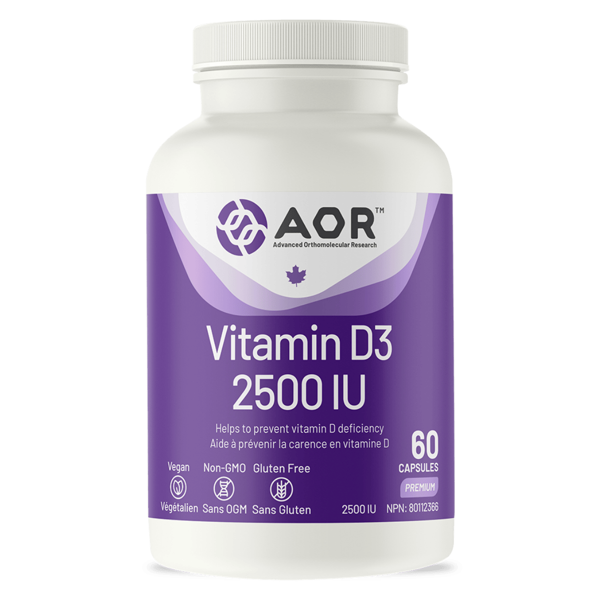 AOR Vitamin D3 2500 IU Vegetarian Capsules