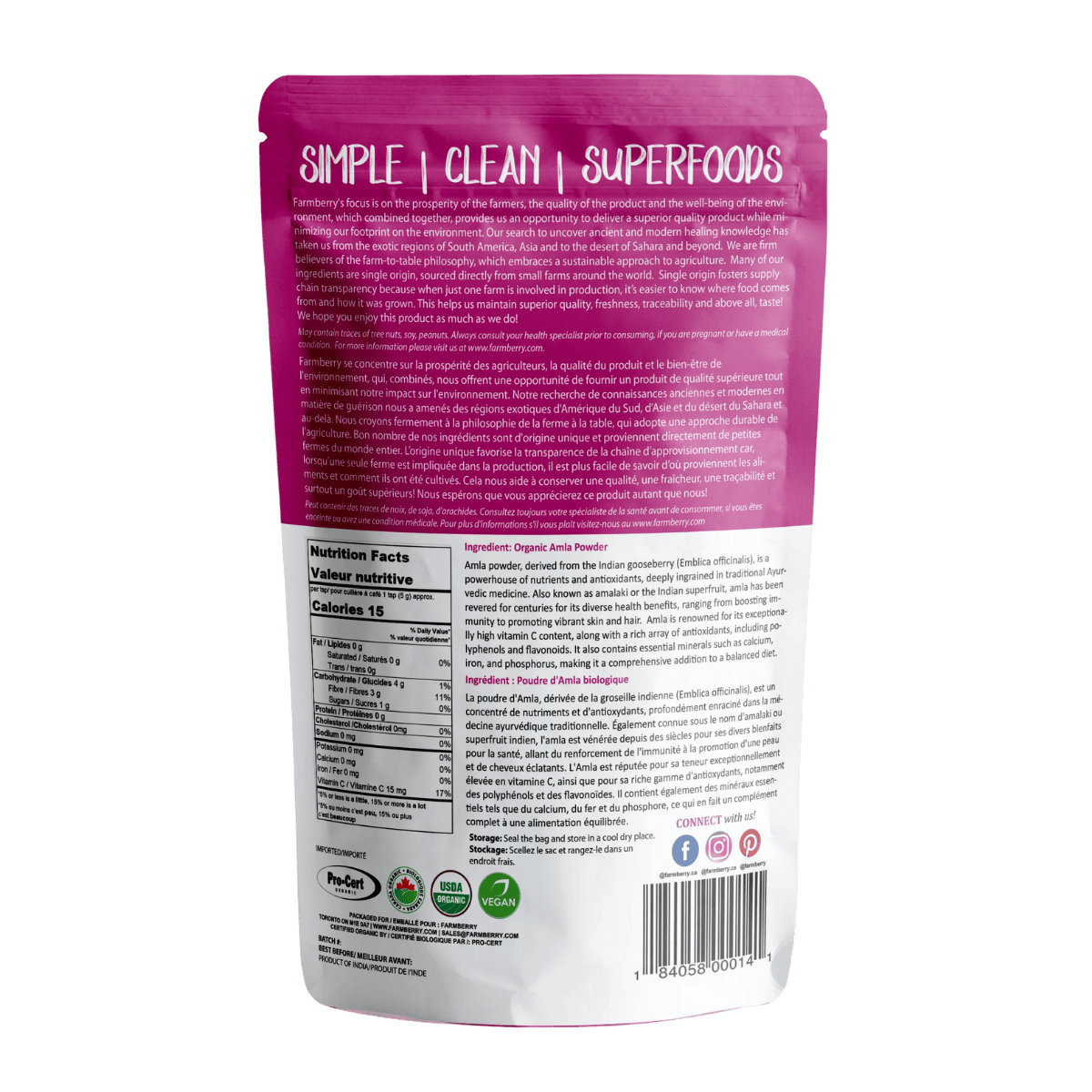 Farmberry Organic Amla Fruit Powder 230g