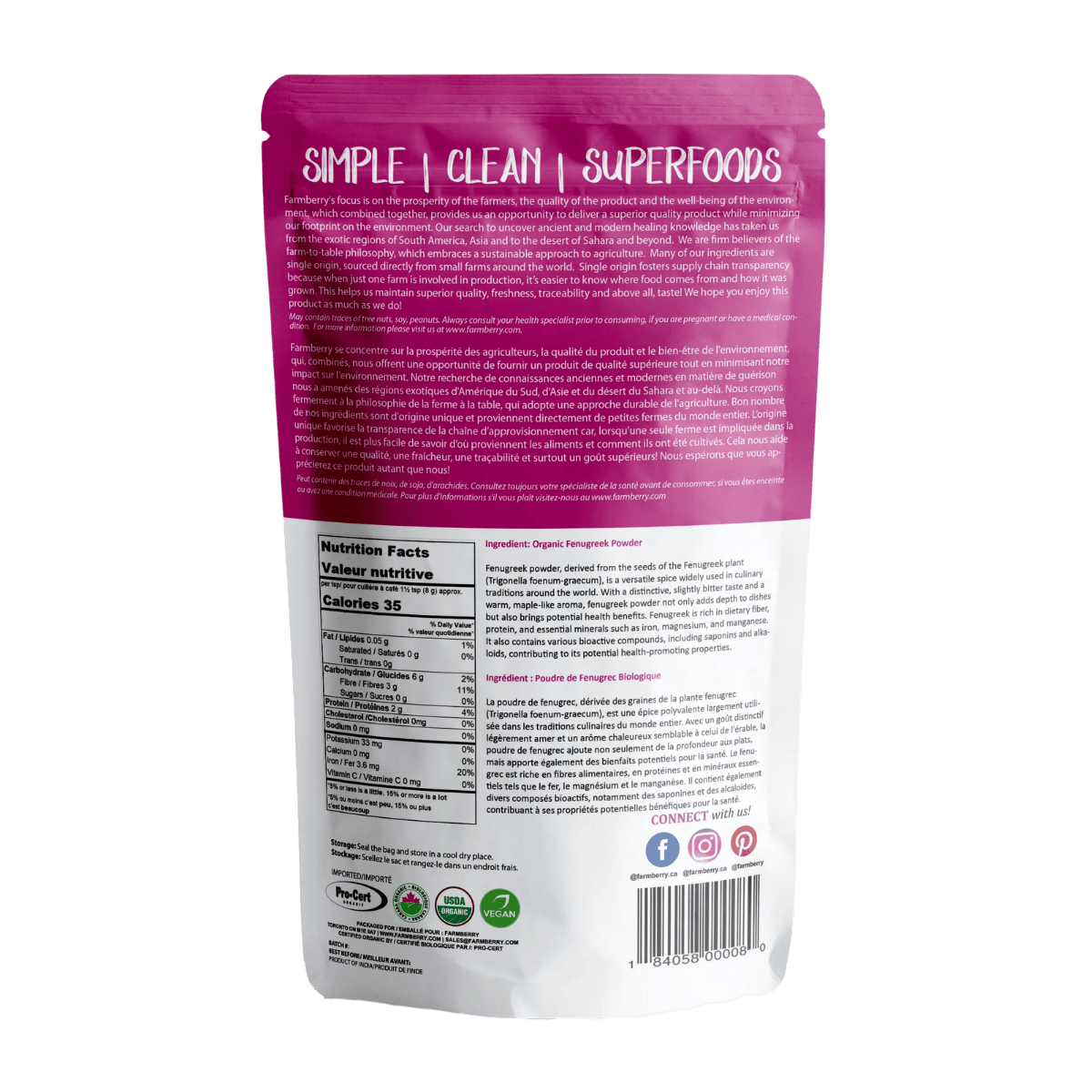 Farmberry Organic Fenugreek Powder 100g