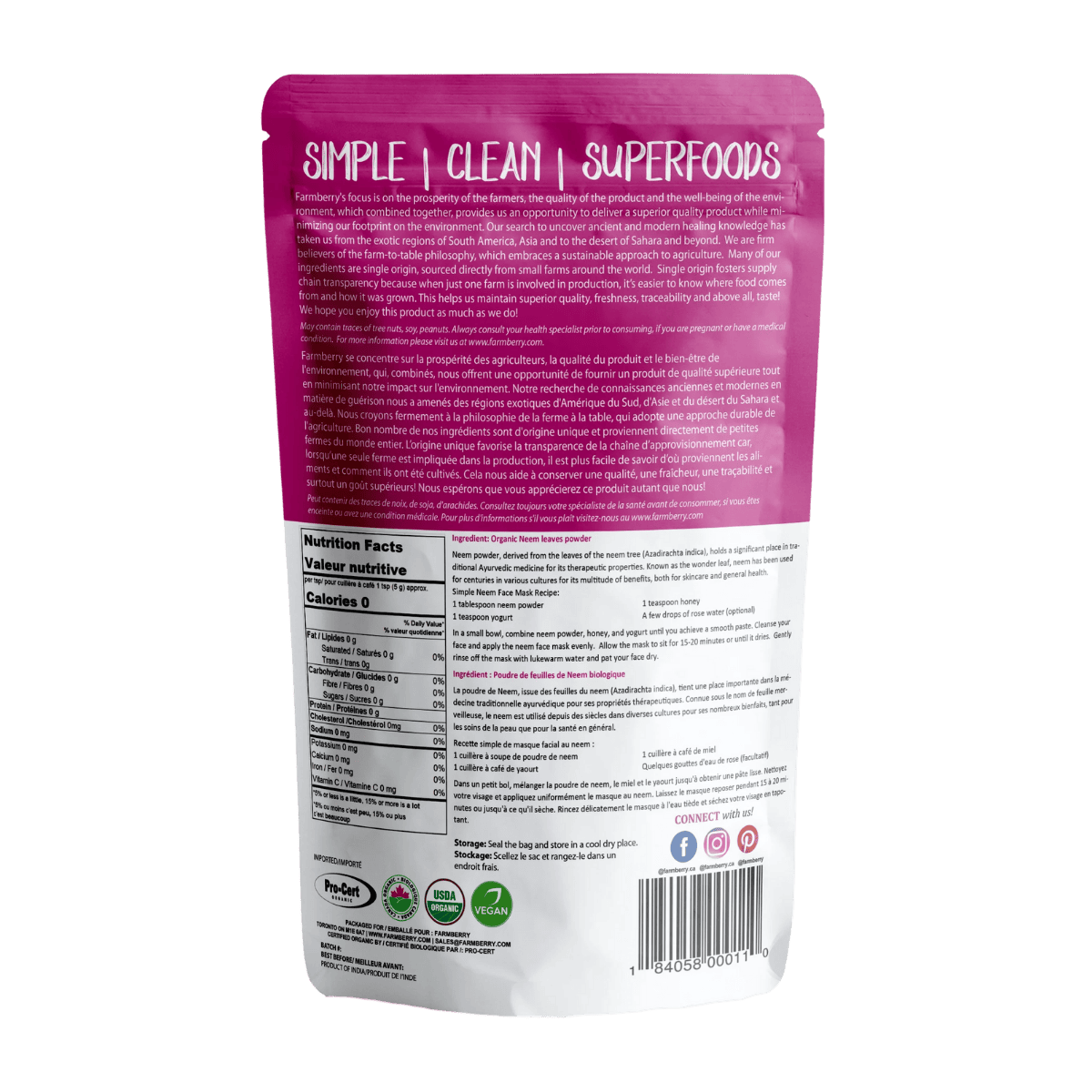 Farmberry Organic Powder Neem Leaf 230g