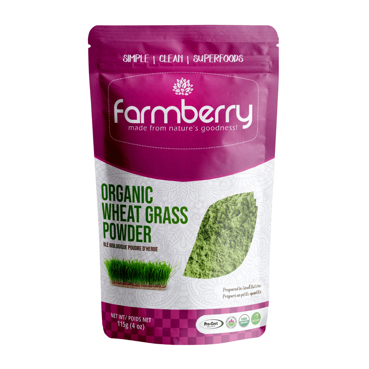 Farmberry Organic Powder Wheat Grass 115g