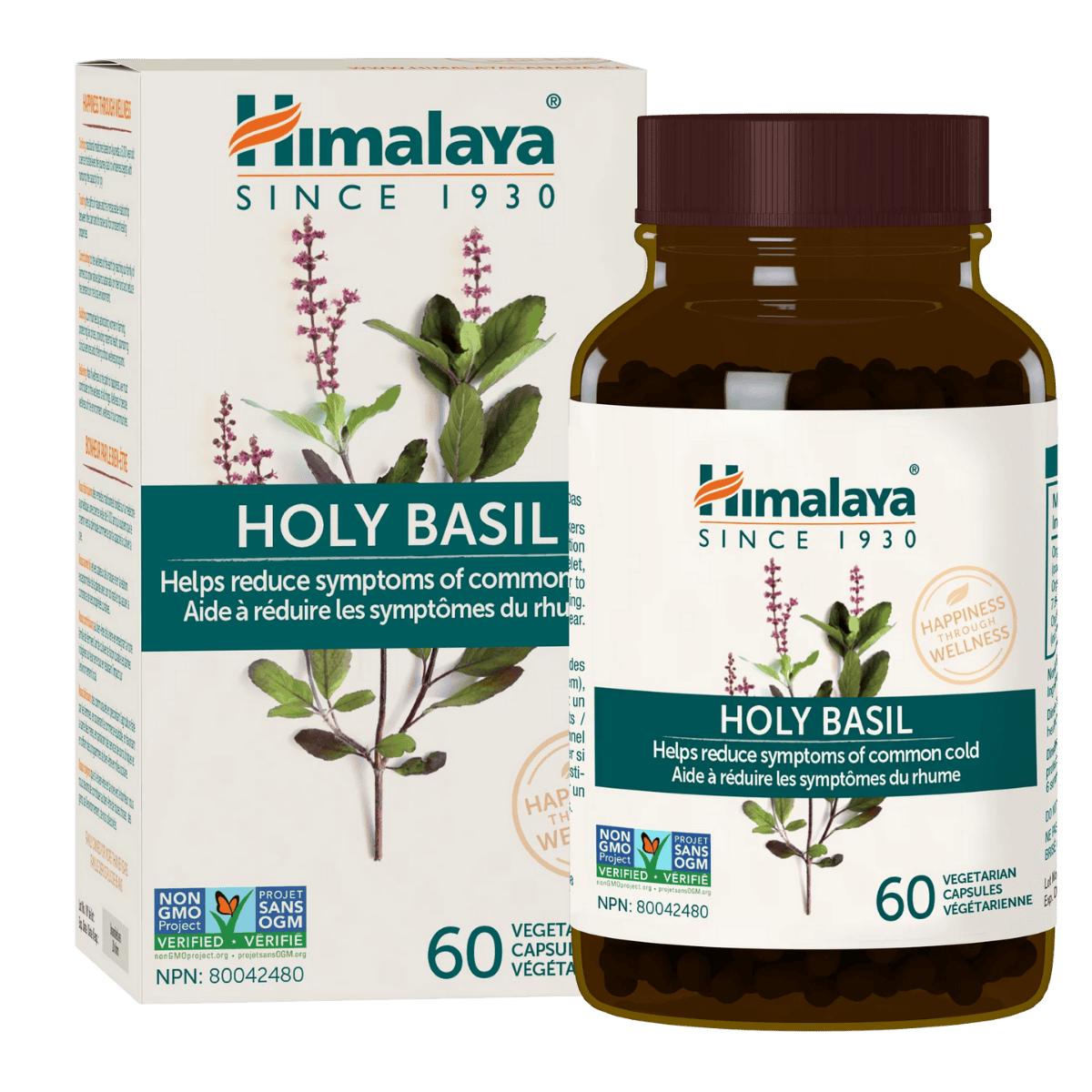 Himalaya Herbs Organic Holy Basil (Tulsi) 60 Vegetarian Capsules