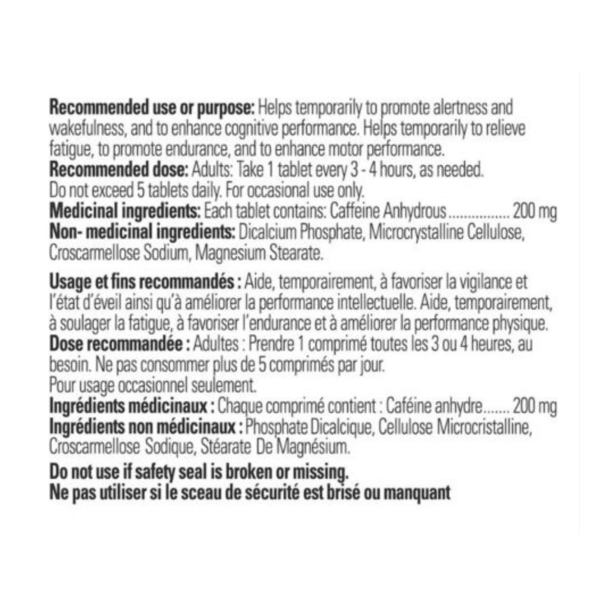 SYNERGENEX Caffeine 200mg 100 Tablets